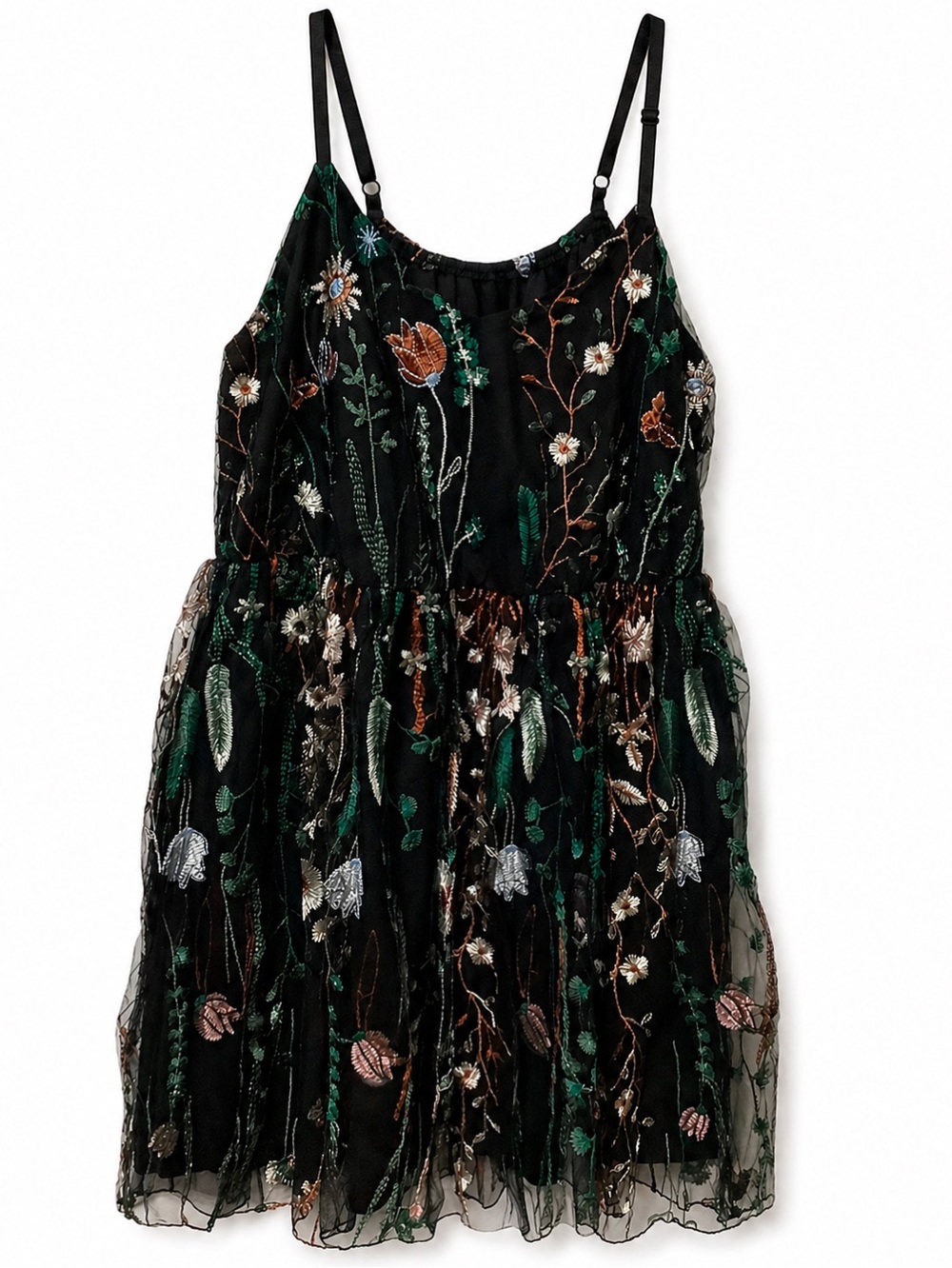 SHEIN Curve Black Mesh Embroidered Summer Dress. 1XL (W751)